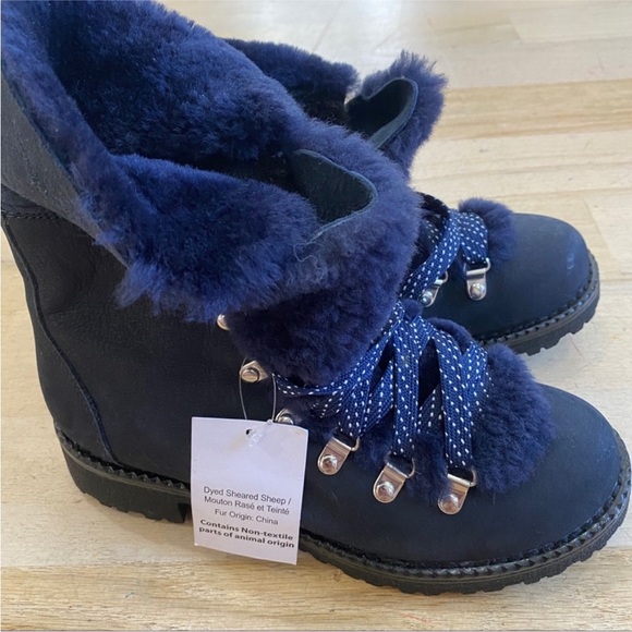 J.Crew winter shearling booties in navy NEW - Picture 7 of 10
